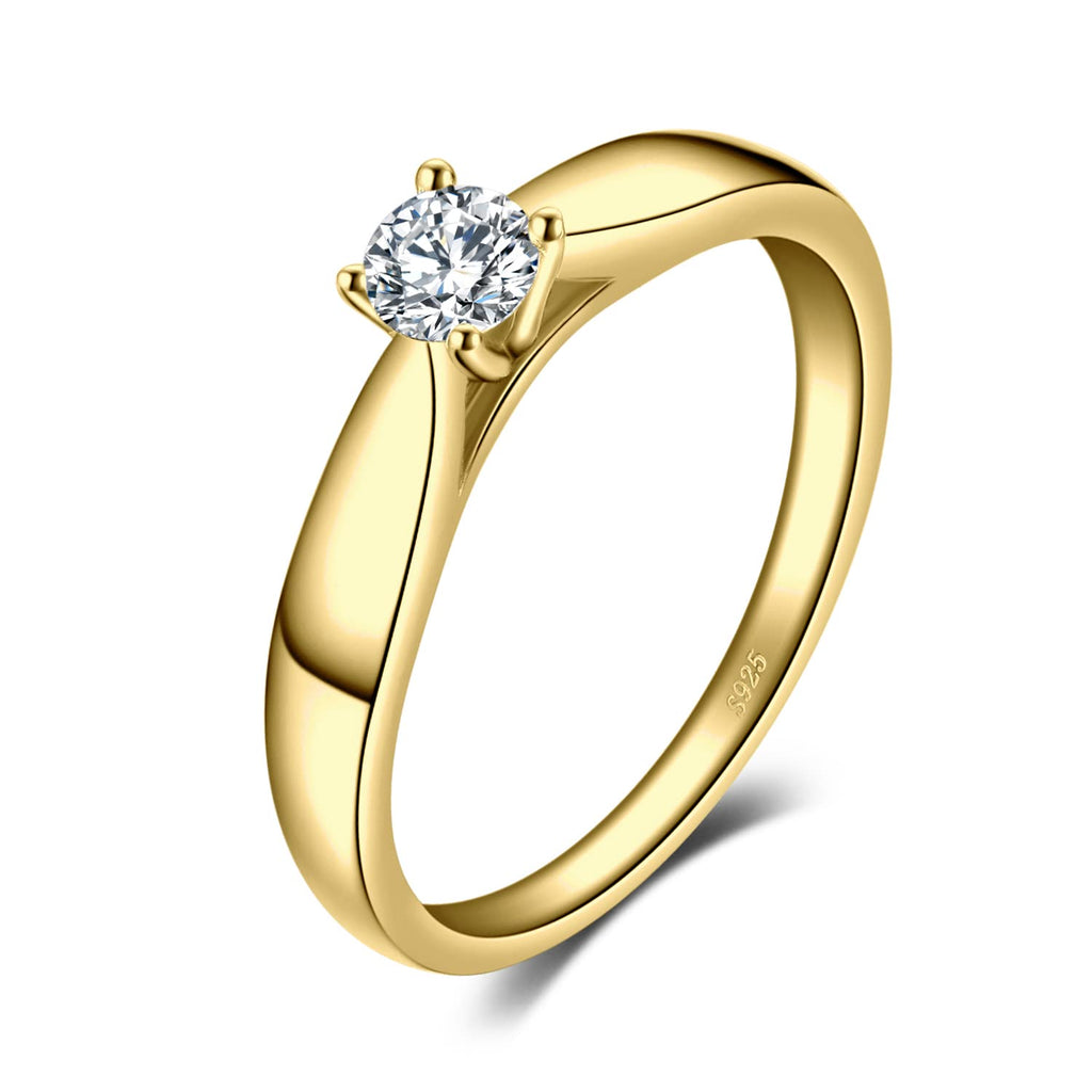 JewelryPalace Bague de Fiançailles Anneau d'Alliance pour Femme Zircone Cubique Rond en Argent 925 Mariage Promise Engagement Cadeau Anniversaire Magnifique, Plaqué Or Jaune Or Rose Bijoux femme