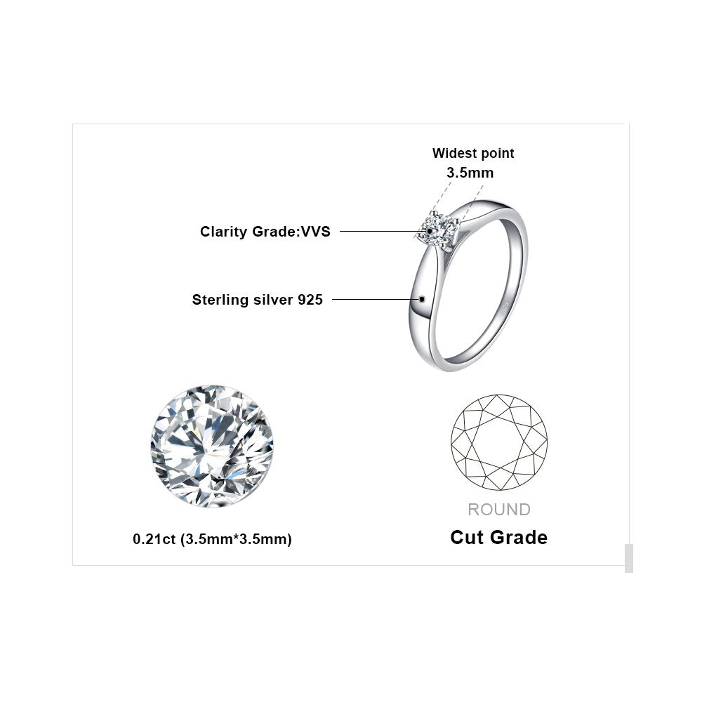 JewelryPalace Bague de Fiançailles Anneau d'Alliance pour Femme Zircone Cubique Rond en Argent 925 Mariage Promise Engagement Cadeau Anniversaire Magnifique, Plaqué Or Jaune Or Rose Bijoux femme