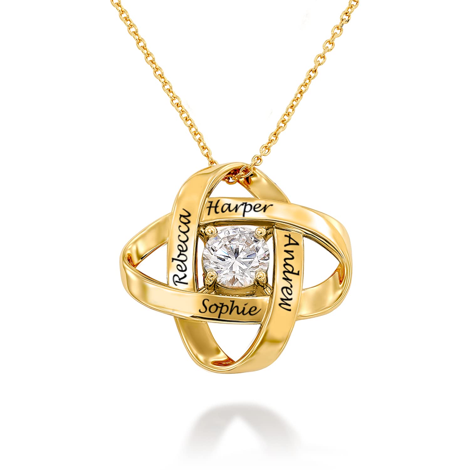 MyNameNecklace MYKA – Collier Éternel Gravé avec Zircone Cubique – Nom de Charme Pendentif - Personnalisé Bijoux Cadeau Pour Femme, Elle - Cadeau De Maman - Cadeau De Noël, Fête des mères