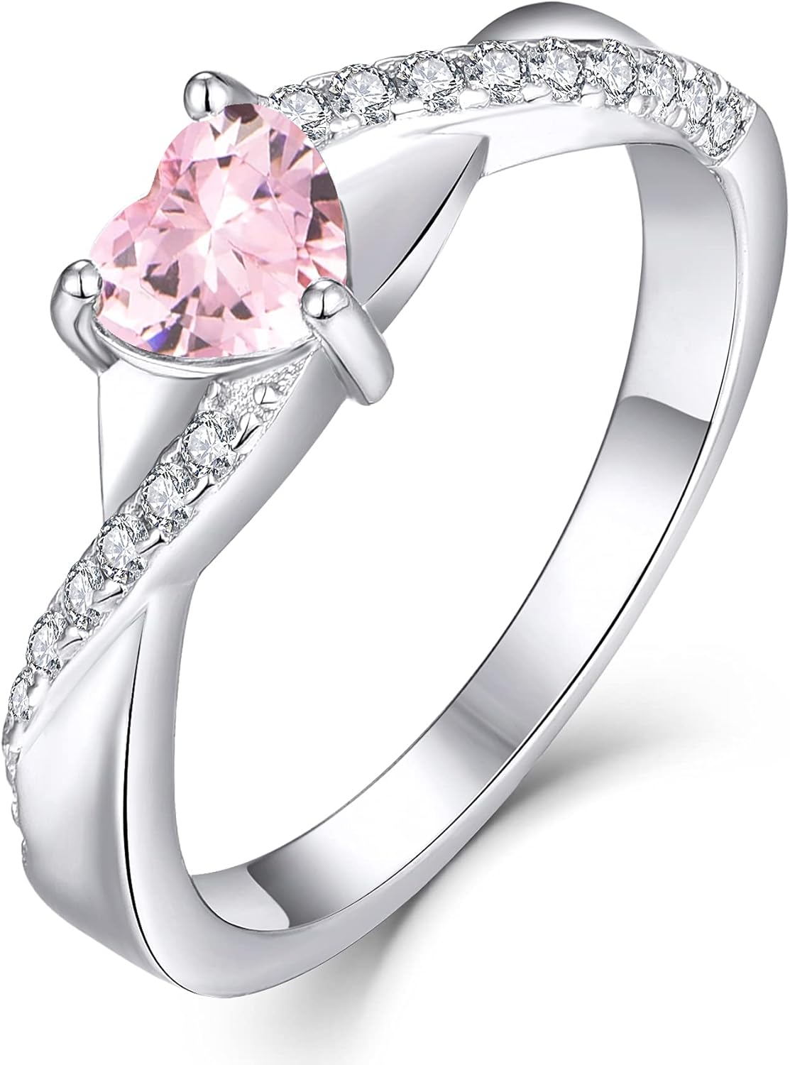YL Bague de fiançailles Traverser Infini Solitaire coeur bague de mariage pour les femmes mariée