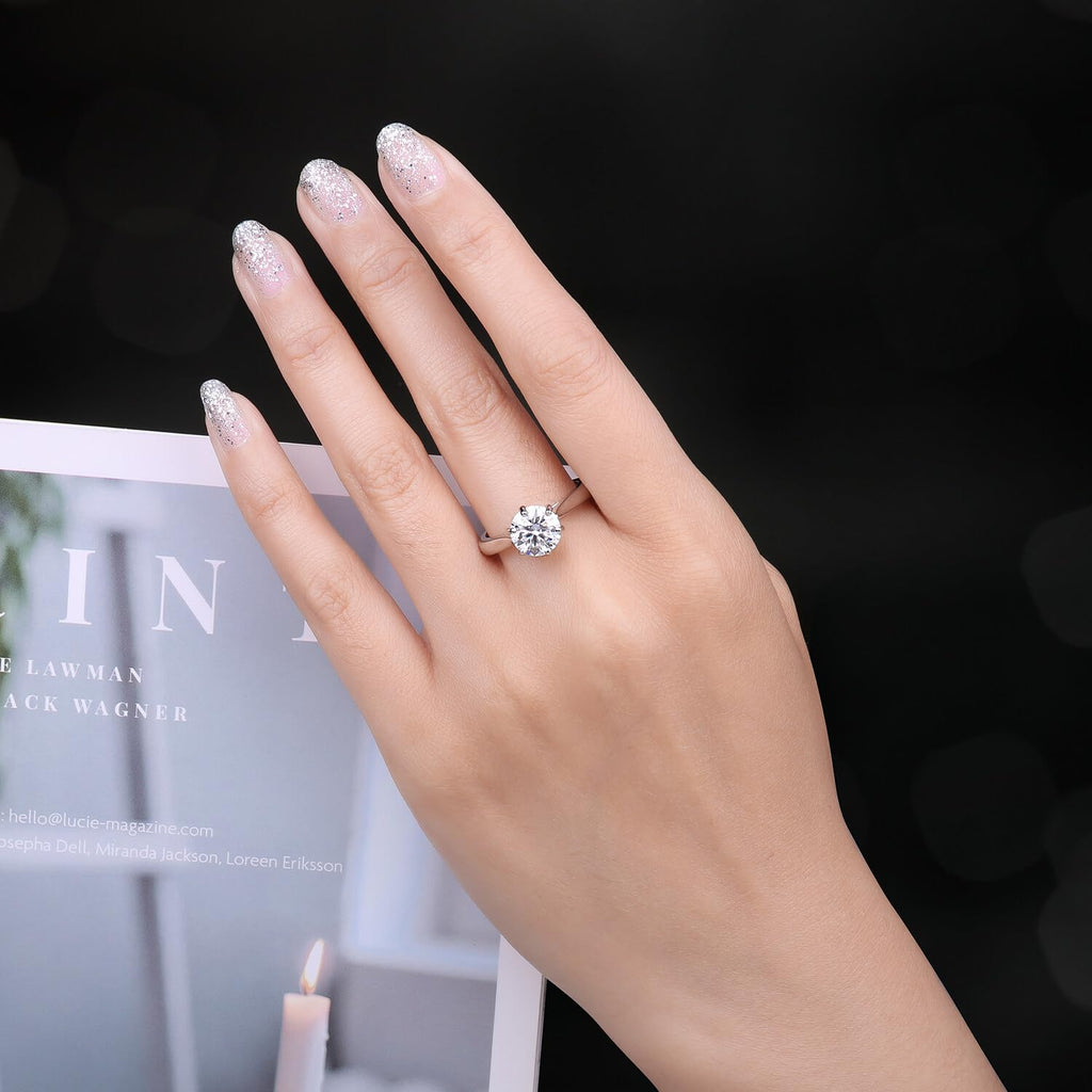 JewelryPalace 1-3ct Classique Cubic Zirconia Bague Taille Rond Solitaire Pierre Argent Massif 925 Femme, Plaqué Or Jaune Or Rose Bague Diamant Simulé Fiançailles Mariage, Ensemble Bijoux Femme Mariee