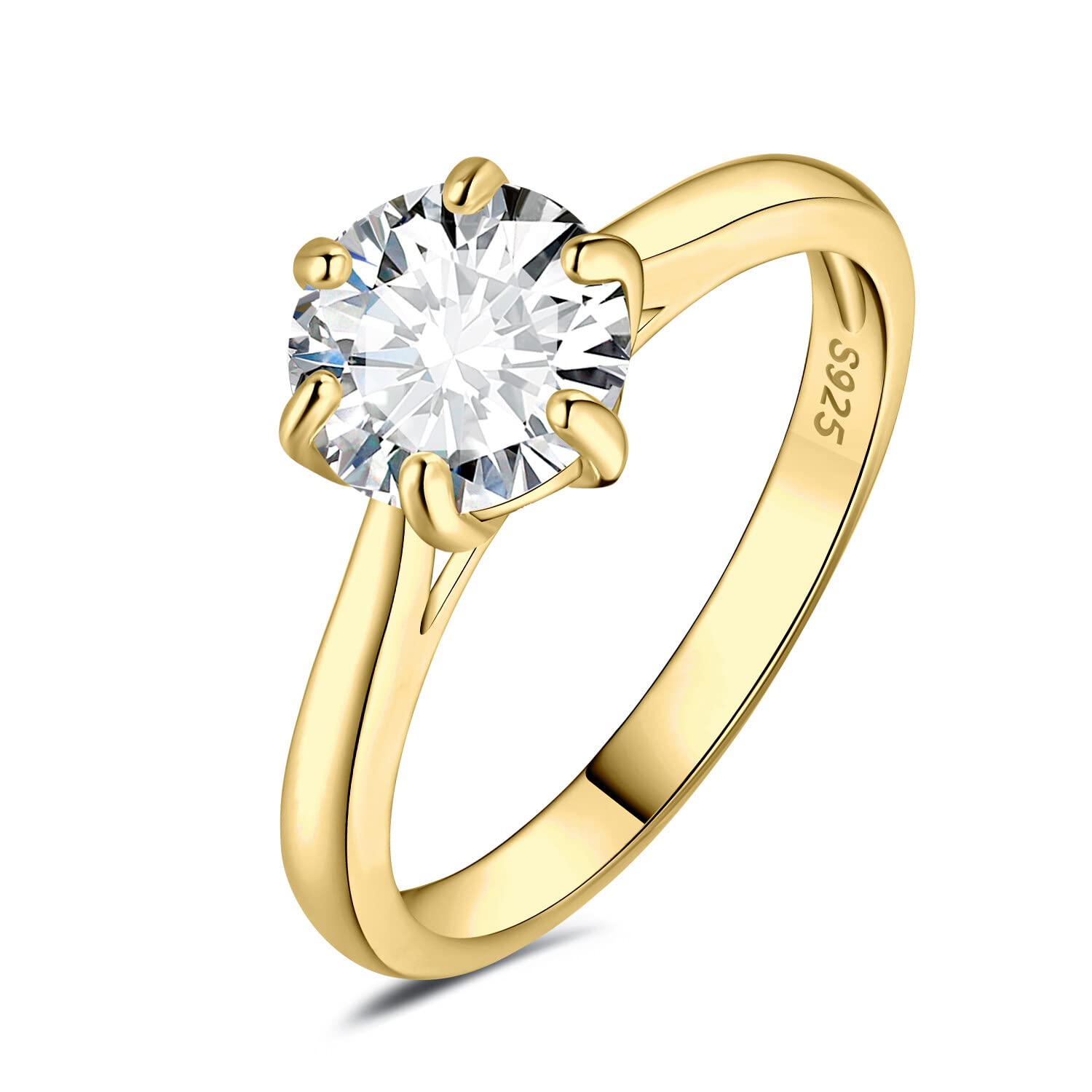 JewelryPalace 1-3ct Classique Cubic Zirconia Bague Taille Rond Solitaire Pierre Argent Massif 925 Femme, Plaqué Or Jaune Or Rose Bague Diamant Simulé Fiançailles Mariage, Ensemble Bijoux Femme Mariee
