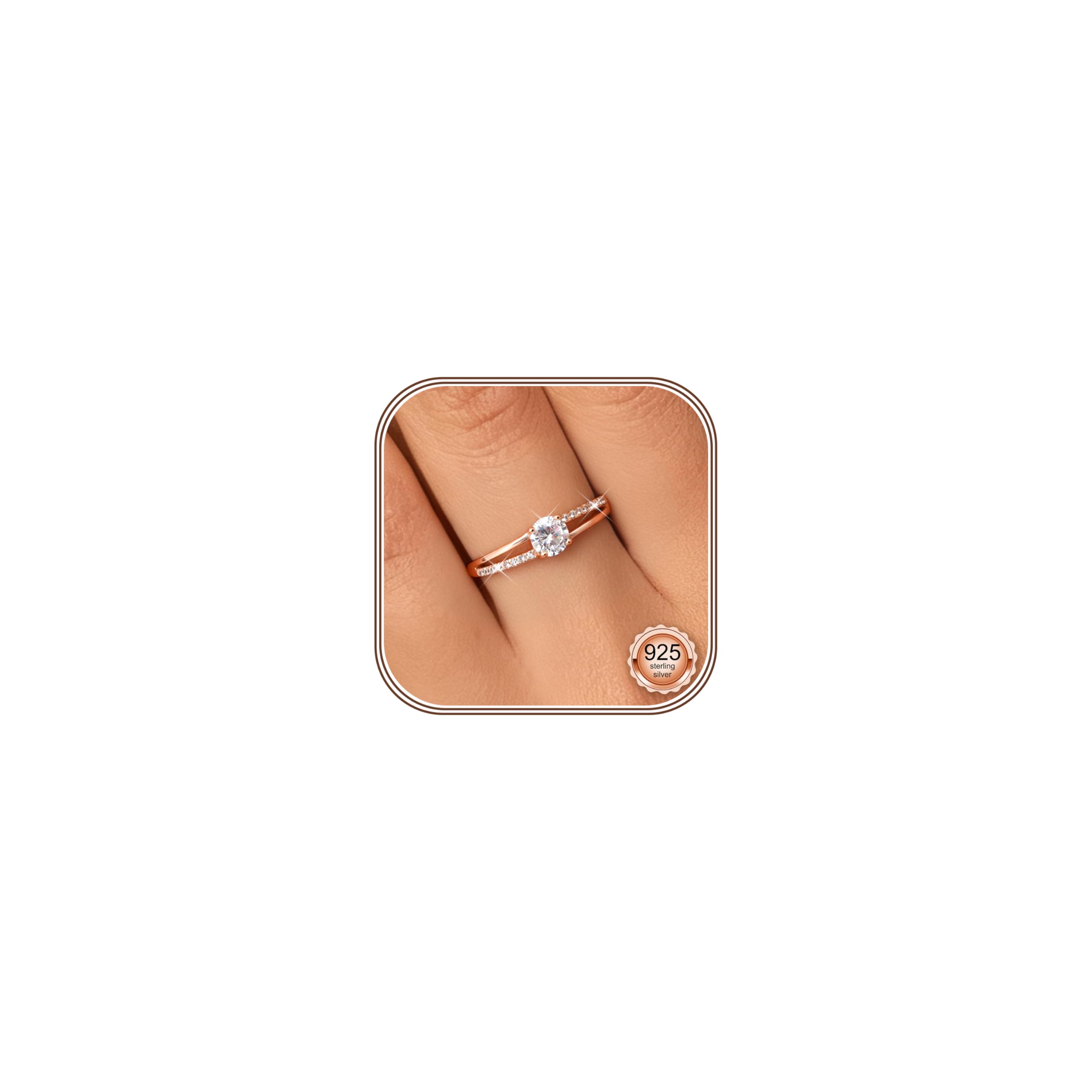 MILACOLATO Bague en Argent 925 pour Femme Bague en Argent Or Ajustable Bague de Fiançailles à Zirconium Cubique Bague de Mariage éternel Bague en Argent pour Femme