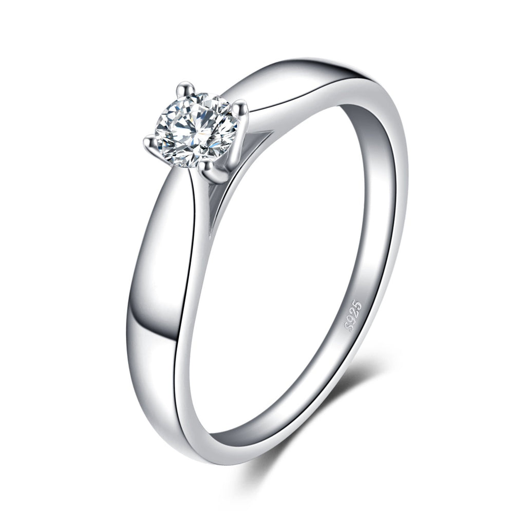 JewelryPalace Bague de Fiançailles Anneau d'Alliance pour Femme Zircone Cubique Rond en Argent 925 Mariage Promise Engagement Cadeau Anniversaire Magnifique, Plaqué Or Jaune Or Rose Bijoux femme
