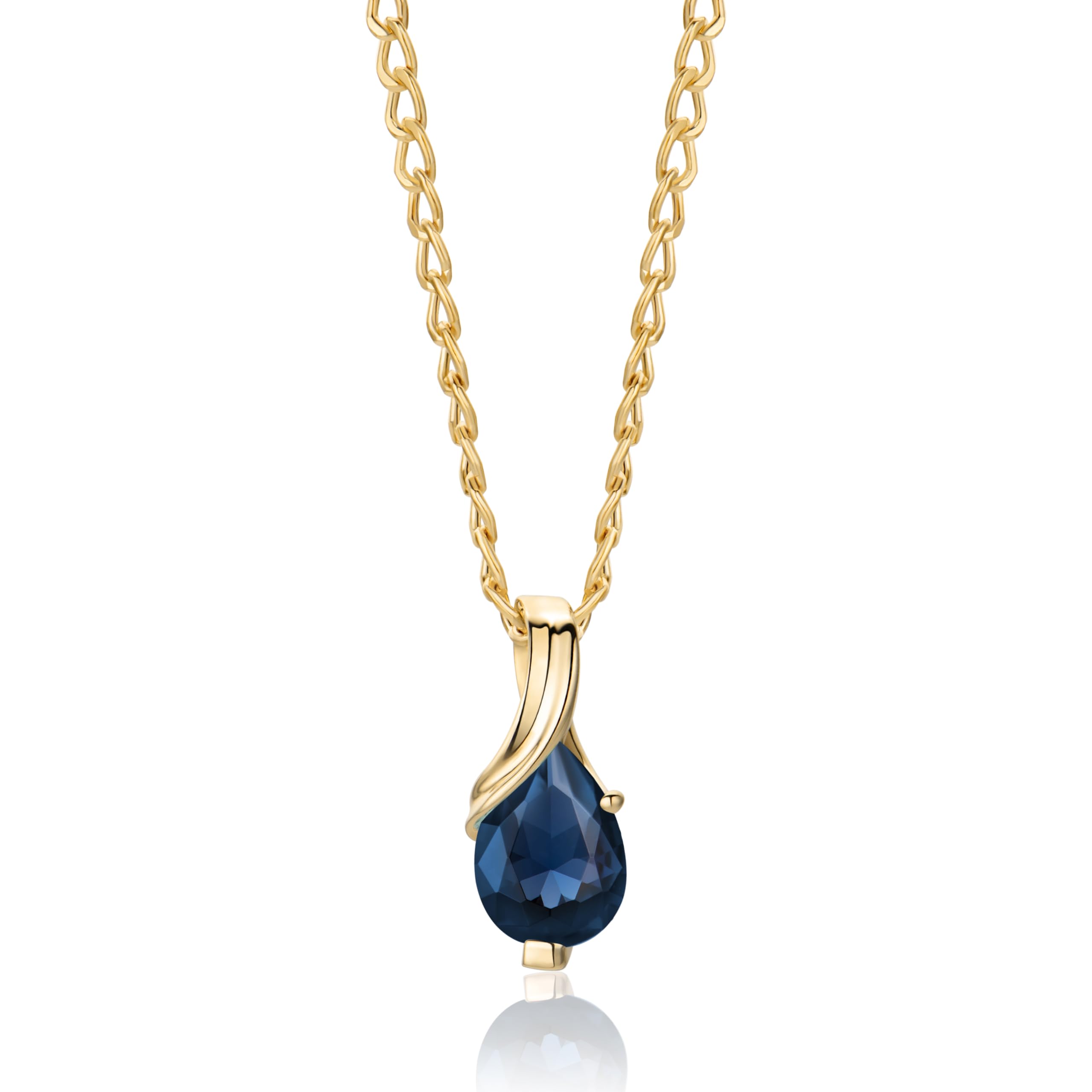 MIORE Collier Femmes en Or Blanc-Or Jaune 9 carat 375 Pendentif Pierre Précieuse Poire Aigue-Marine, Améthyste, Topaza, Saphir, Rubis, Emeraude Chaîne 45 cm avec Boîte à Bijoux