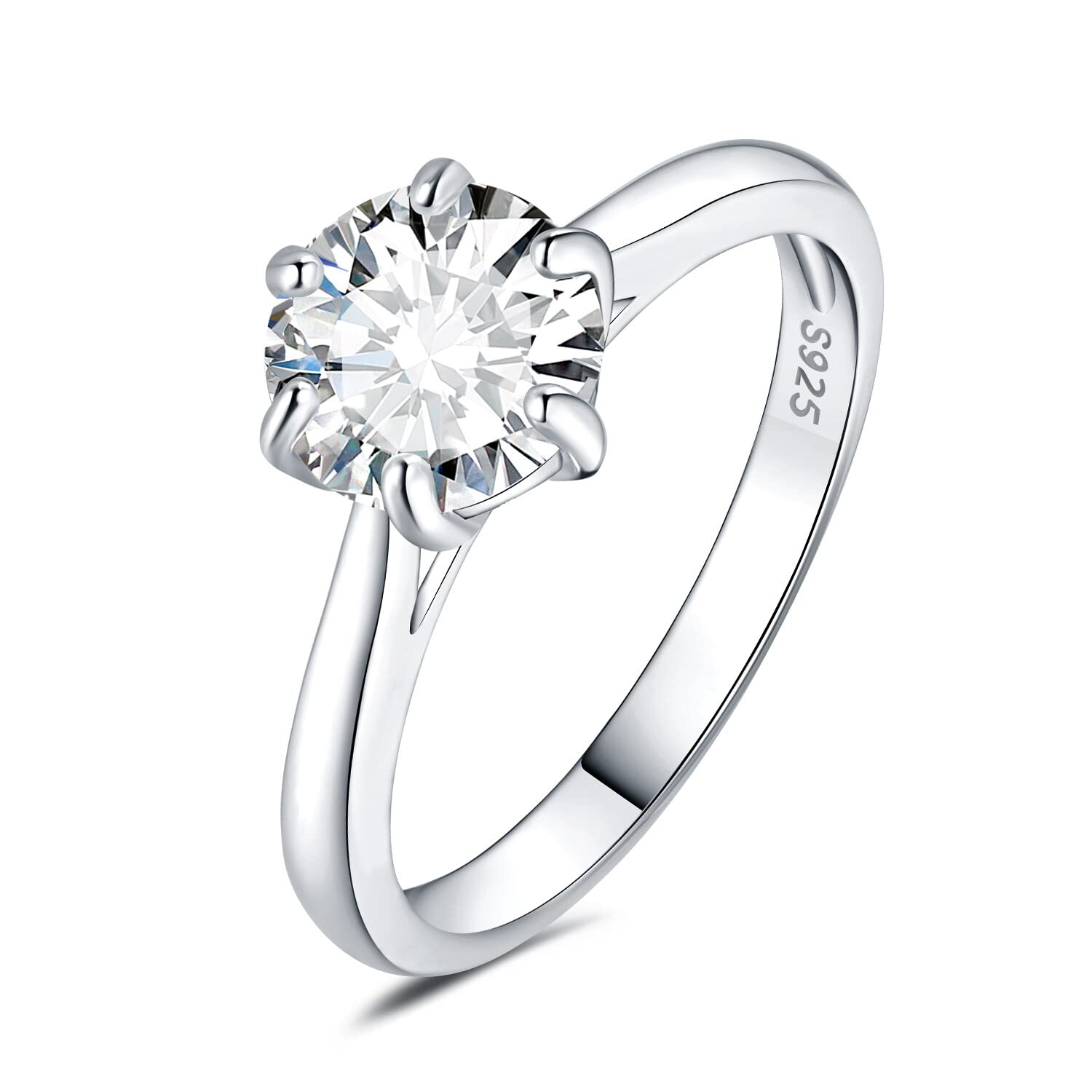 JewelryPalace 1-3ct Classique Cubic Zirconia Bague Taille Rond Solitaire Pierre Argent Massif 925 Femme, Plaqué Or Jaune Or Rose Bague Diamant Simulé Fiançailles Mariage, Ensemble Bijoux Femme Mariee