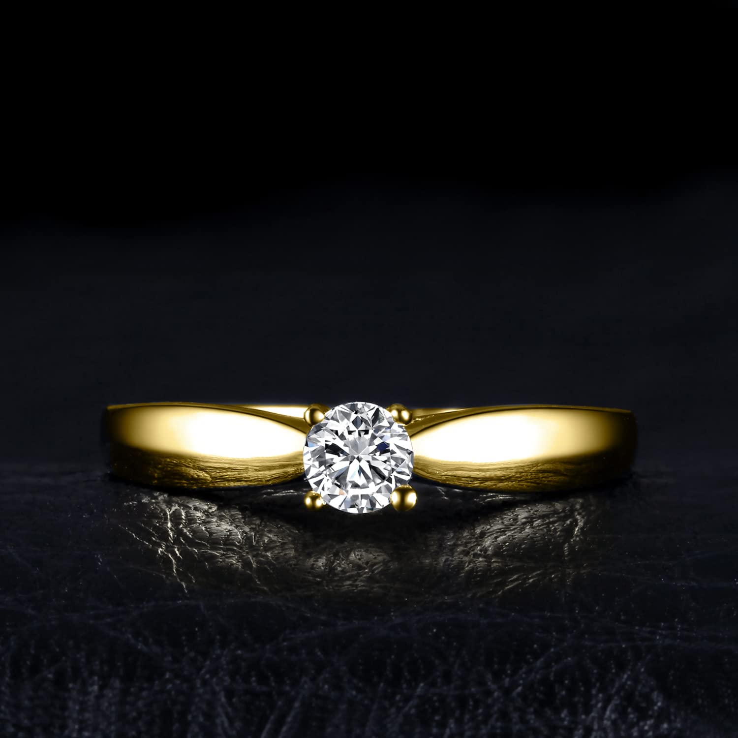 JewelryPalace Bague de Fiançailles Anneau d'Alliance pour Femme Zircone Cubique Rond en Argent 925 Mariage Promise Engagement Cadeau Anniversaire Magnifique, Plaqué Or Jaune Or Rose Bijoux femme