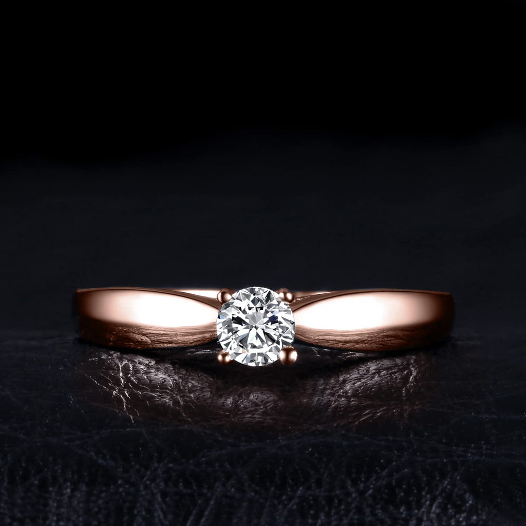 JewelryPalace Bague de Fiançailles Anneau d'Alliance pour Femme Zircone Cubique Rond en Argent 925 Mariage Promise Engagement Cadeau Anniversaire Magnifique, Plaqué Or Jaune Or Rose Bijoux femme
