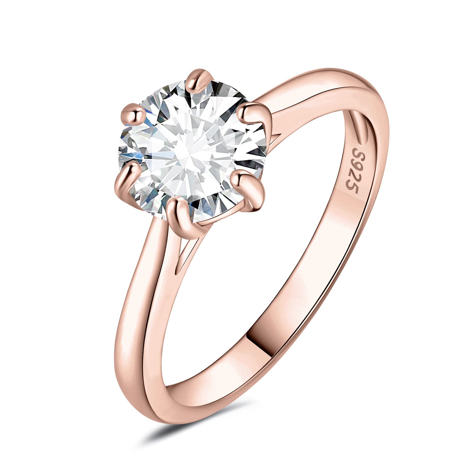 JewelryPalace 1-3ct Classique Cubic Zirconia Bague Taille Rond Solitaire Pierre Argent Massif 925 Femme, Plaqué Or Jaune Or Rose Bague Diamant Simulé Fiançailles Mariage, Ensemble Bijoux Femme Mariee