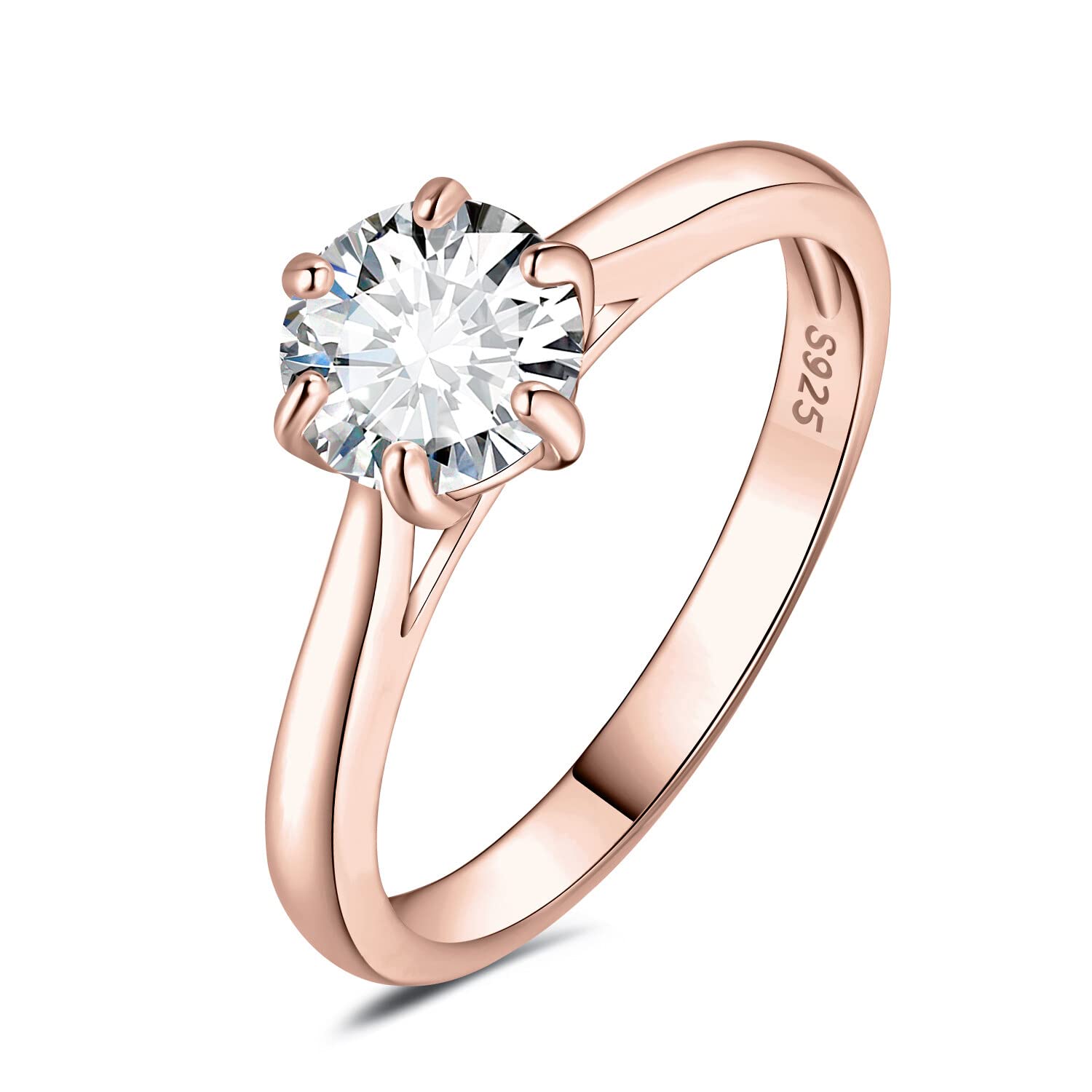 JewelryPalace 1-3ct Classique Cubic Zirconia Bague Taille Rond Solitaire Pierre Argent Massif 925 Femme, Plaqué Or Jaune Or Rose Bague Diamant Simulé Fiançailles Mariage, Ensemble Bijoux Femme Mariee
