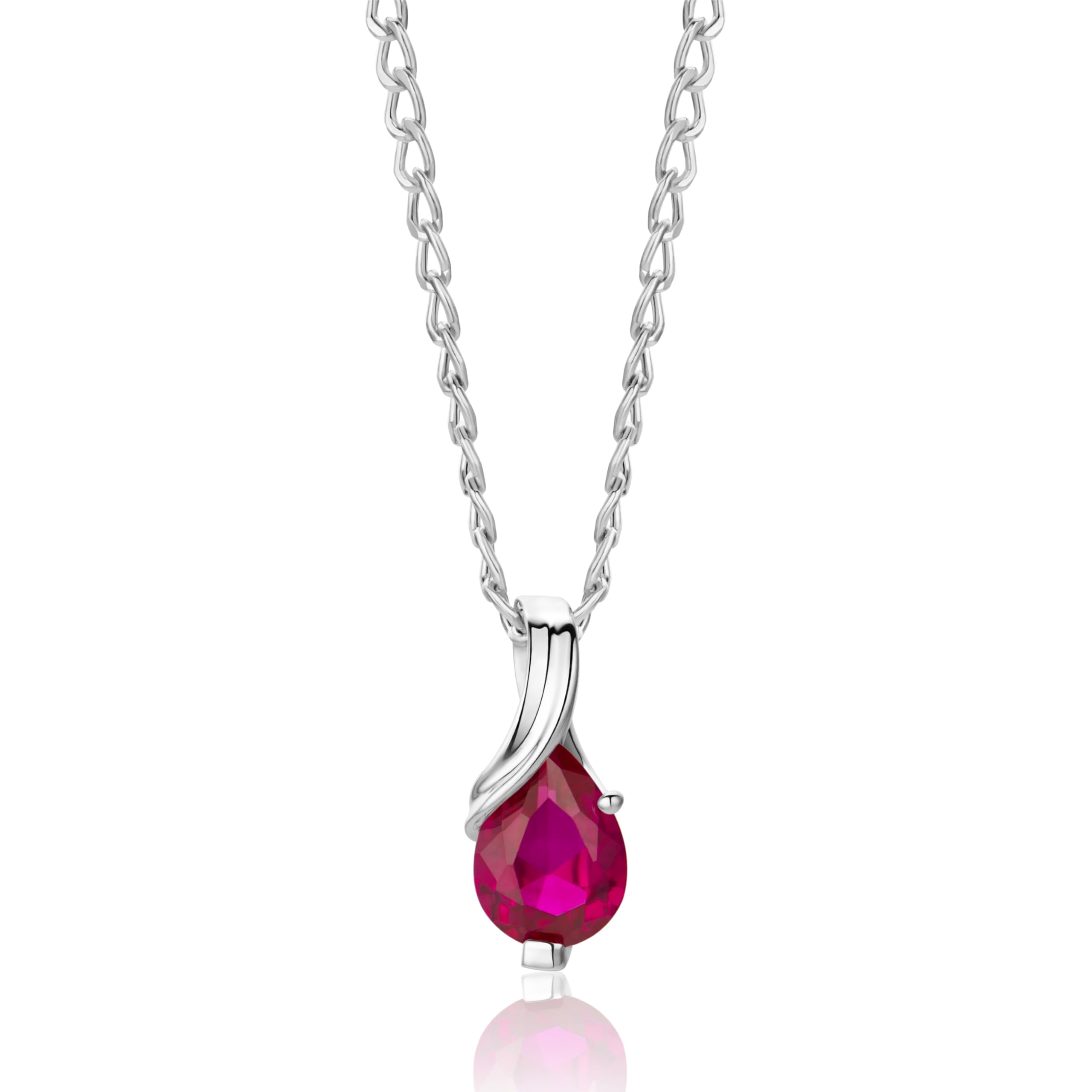 MIORE Collier Femmes en Or Blanc-Or Jaune 9 carat 375 Pendentif Pierre Précieuse Poire Aigue-Marine, Améthyste, Topaza, Saphir, Rubis, Emeraude Chaîne 45 cm avec Boîte à Bijoux