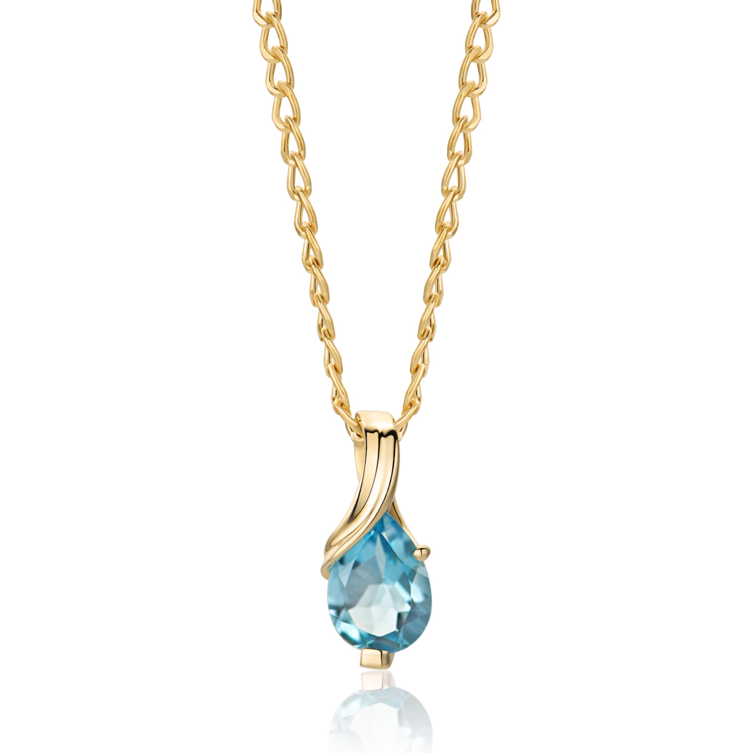 MIORE Collier Femmes en Or Blanc-Or Jaune 9 carat 375 Pendentif Pierre Précieuse Poire Aigue-Marine, Améthyste, Topaza, Saphir, Rubis, Emeraude Chaîne 45 cm avec Boîte à Bijoux