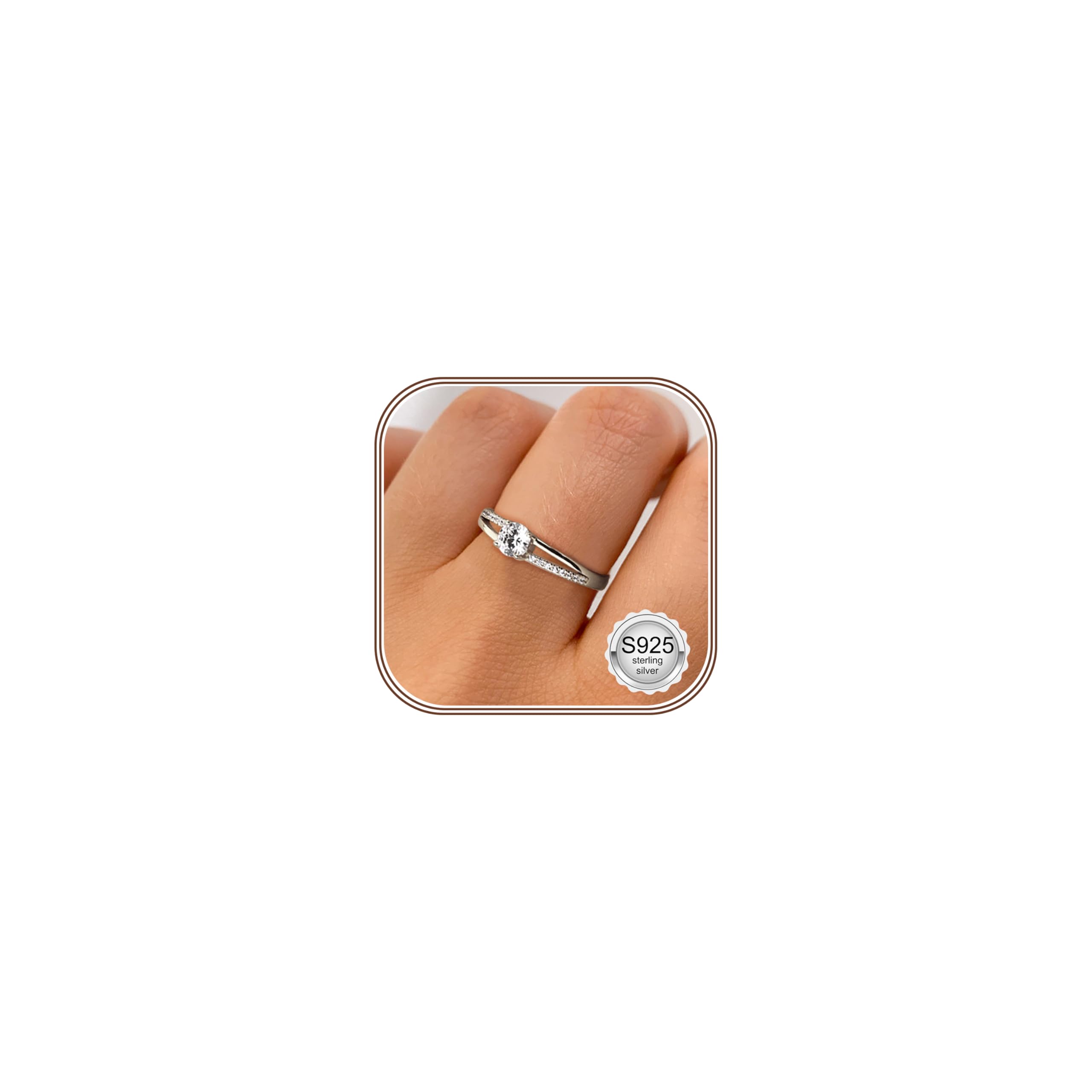 MILACOLATO Bague en Argent 925 pour Femme Bague en Argent Or Ajustable Bague de Fiançailles à Zirconium Cubique Bague de Mariage éternel Bague en Argent pour Femme