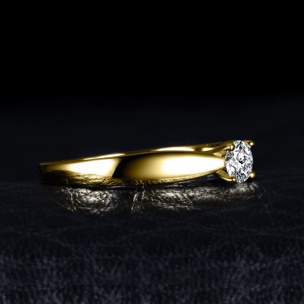 JewelryPalace Bague de Fiançailles Anneau d'Alliance pour Femme Zircone Cubique Rond en Argent 925 Mariage Promise Engagement Cadeau Anniversaire Magnifique, Plaqué Or Jaune Or Rose Bijoux femme