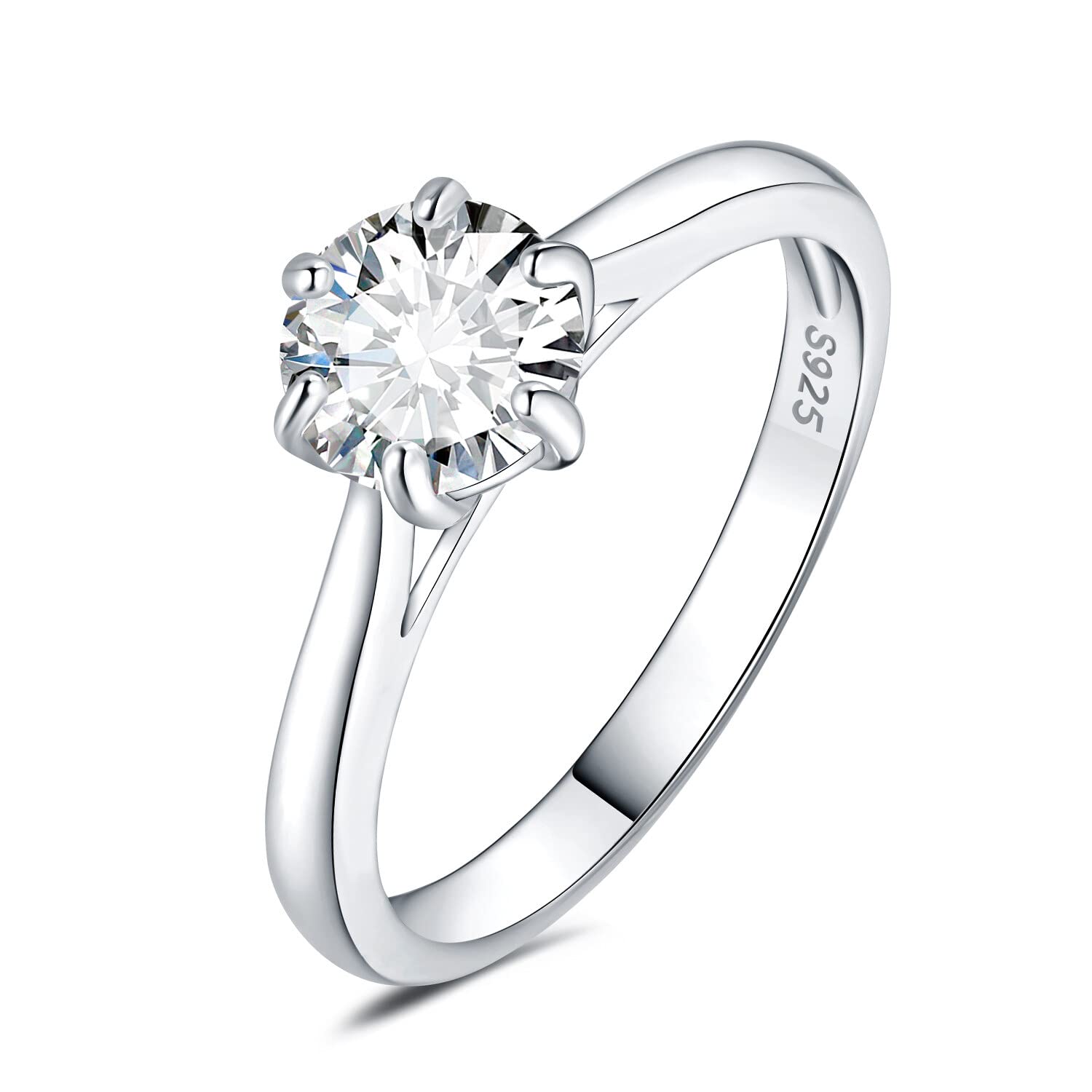 JewelryPalace 1-3ct Classique Cubic Zirconia Bague Taille Rond Solitaire Pierre Argent Massif 925 Femme, Plaqué Or Jaune Or Rose Bague Diamant Simulé Fiançailles Mariage, Ensemble Bijoux Femme Mariee