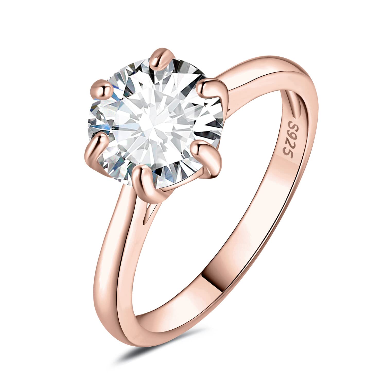 JewelryPalace 1-3ct Classique Cubic Zirconia Bague Taille Rond Solitaire Pierre Argent Massif 925 Femme, Plaqué Or Jaune Or Rose Bague Diamant Simulé Fiançailles Mariage, Ensemble Bijoux Femme Mariee