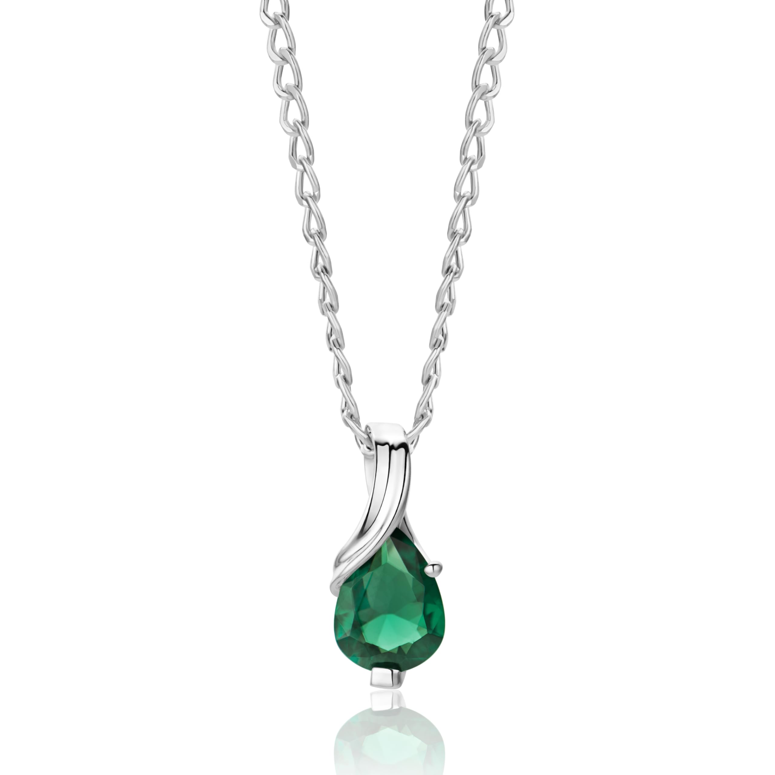 MIORE Collier Femmes en Or Blanc-Or Jaune 9 carat 375 Pendentif Pierre Précieuse Poire Aigue-Marine, Améthyste, Topaza, Saphir, Rubis, Emeraude Chaîne 45 cm avec Boîte à Bijoux
