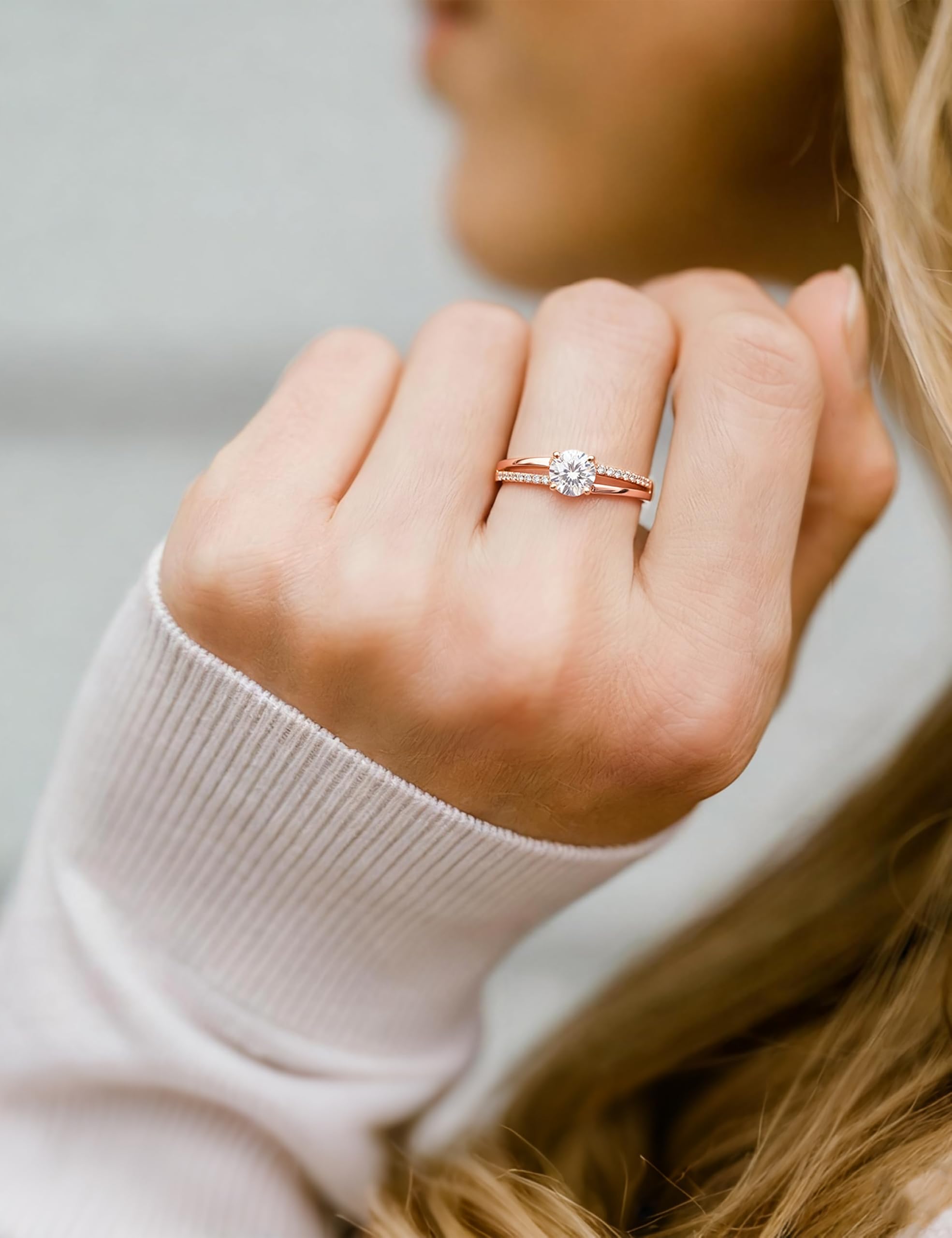 MILACOLATO Bague en Argent 925 pour Femme Bague en Argent Or Ajustable Bague de Fiançailles à Zirconium Cubique Bague de Mariage éternel Bague en Argent pour Femme