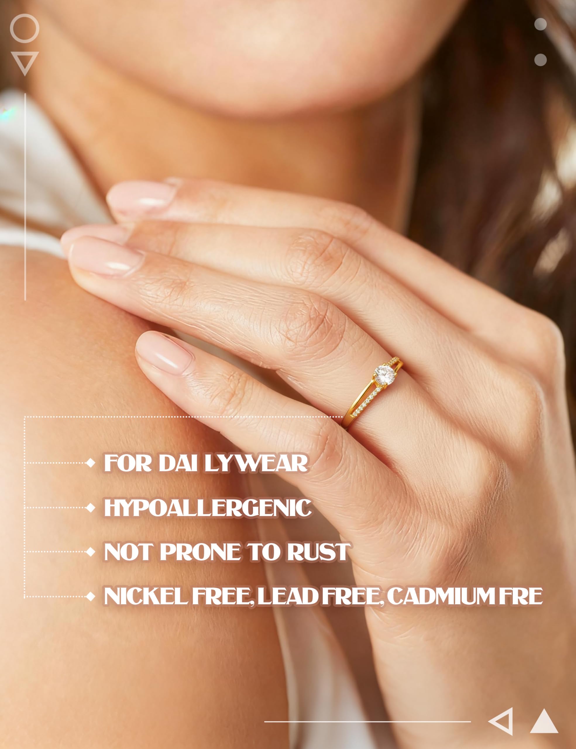 MILACOLATO Bague en Argent 925 pour Femme Bague en Argent Or Ajustable Bague de Fiançailles à Zirconium Cubique Bague de Mariage éternel Bague en Argent pour Femme