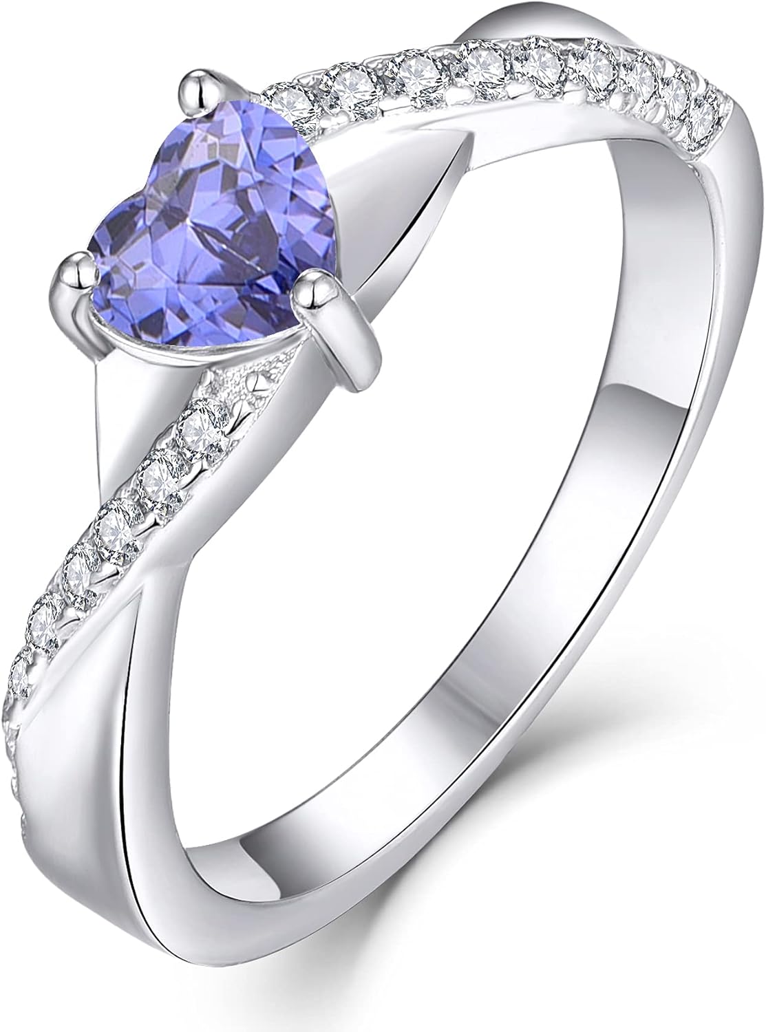 YL Bague de fiançailles Traverser Infini Solitaire coeur bague de mariage pour les femmes mariée