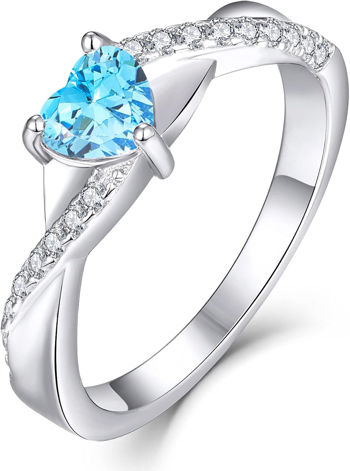 YL Bague de fiançailles Traverser Infini Solitaire coeur bague de mariage pour les femmes mariée