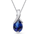 MIORE Collier Femmes en Or Blanc-Or Jaune 9 carat 375 Pendentif Pierre Précieuse Poire Aigue-Marine, Améthyste, Topaza, Saphir, Rubis, Emeraude Chaîne 45 cm avec Boîte à Bijoux