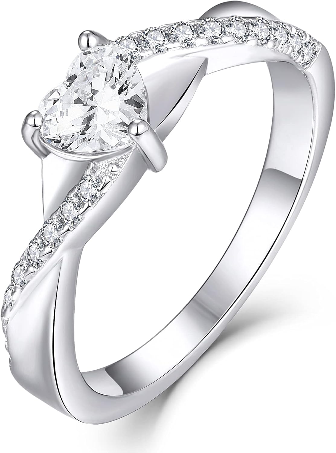YL Bague de fiançailles Traverser Infini Solitaire coeur bague de mariage pour les femmes mariée