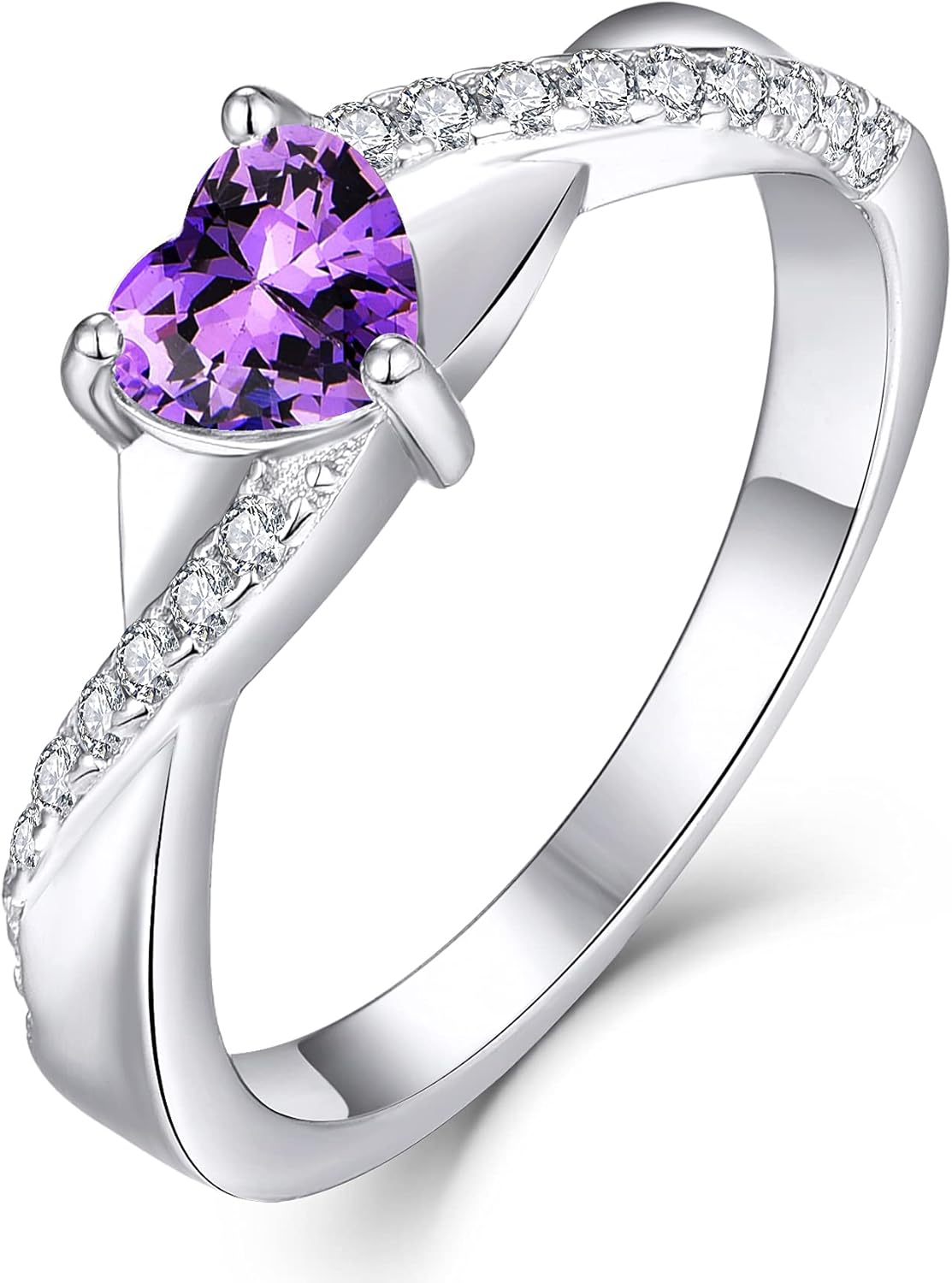 YL Bague de fiançailles Traverser Infini Solitaire coeur bague de mariage pour les femmes mariée