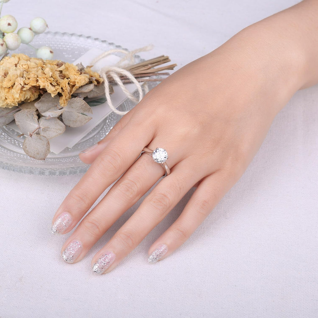 JewelryPalace 1-3ct Classique Cubic Zirconia Bague Taille Rond Solitaire Pierre Argent Massif 925 Femme, Plaqué Or Jaune Or Rose Bague Diamant Simulé Fiançailles Mariage, Ensemble Bijoux Femme Mariee