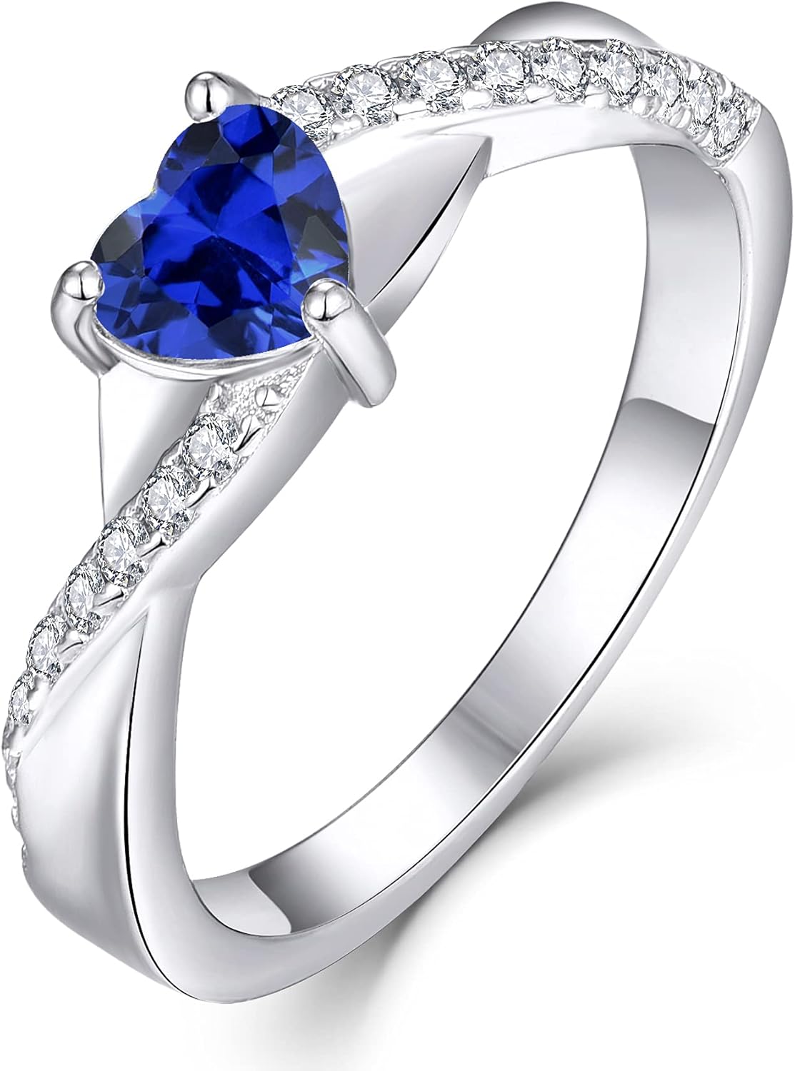 YL Bague de fiançailles Traverser Infini Solitaire coeur bague de mariage pour les femmes mariée