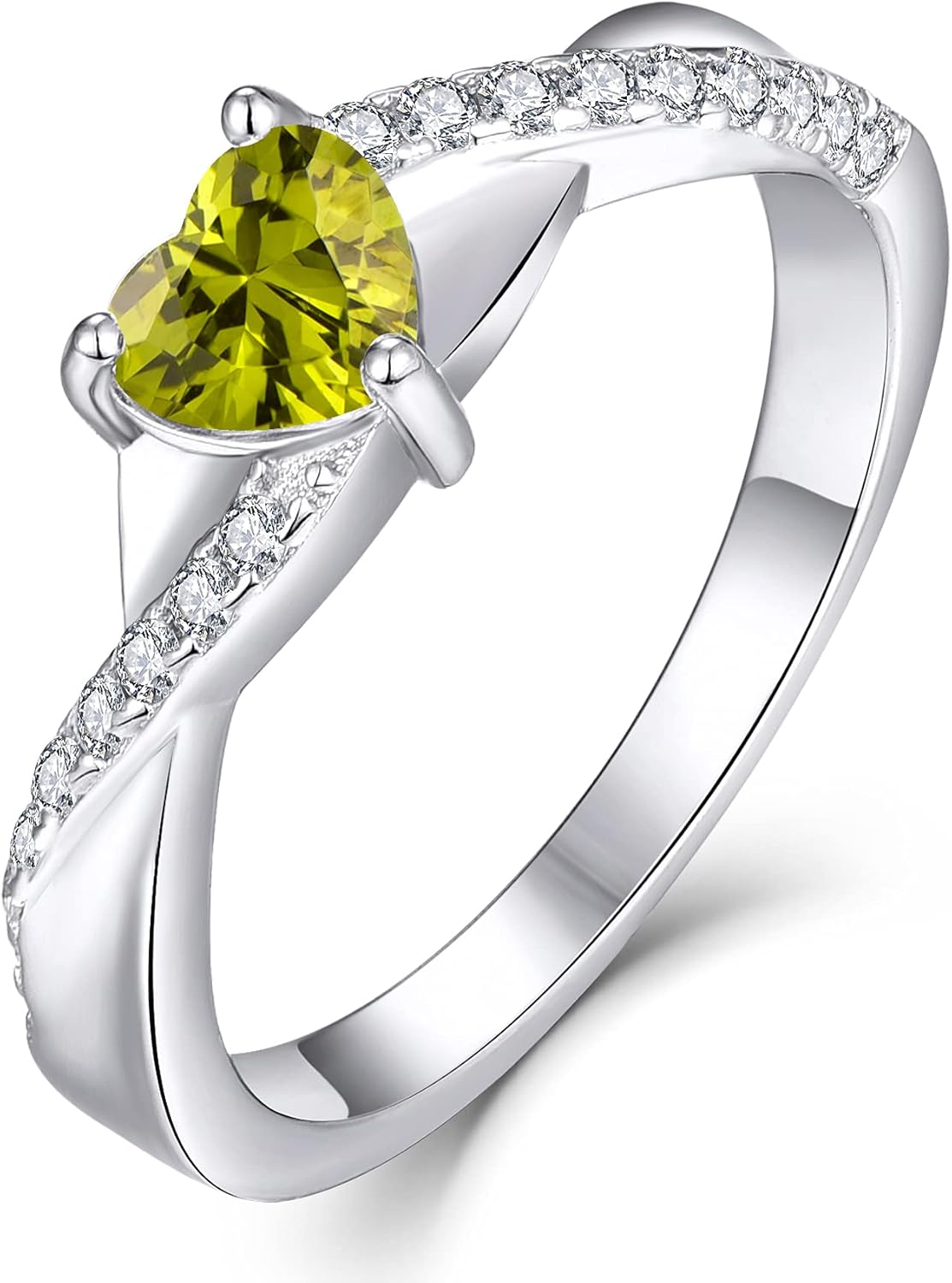 YL Bague de fiançailles Traverser Infini Solitaire coeur bague de mariage pour les femmes mariée