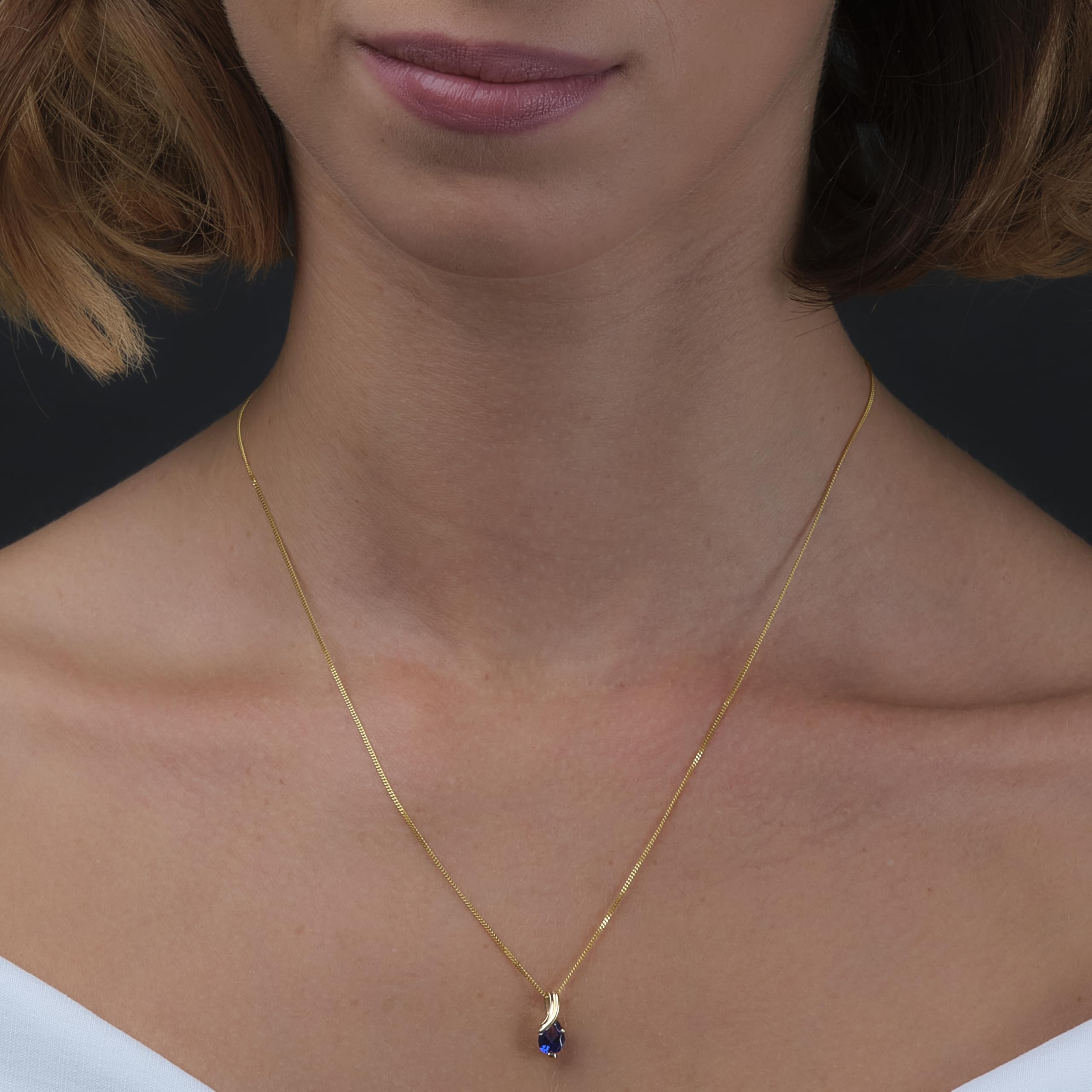 MIORE Collier Femmes en Or Blanc-Or Jaune 9 carat 375 Pendentif Pierre Précieuse Poire Aigue-Marine, Améthyste, Topaza, Saphir, Rubis, Emeraude Chaîne 45 cm avec Boîte à Bijoux