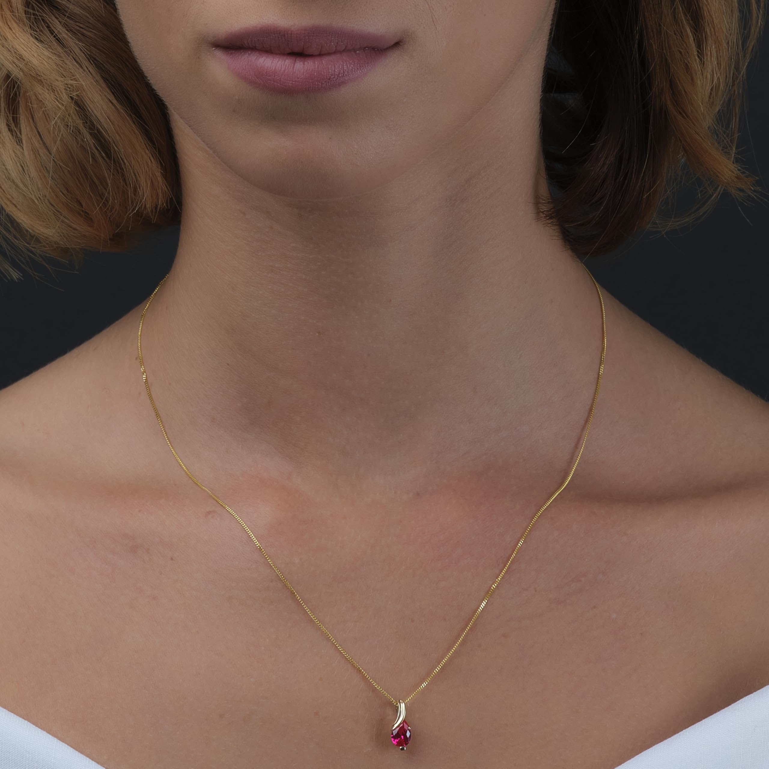 MIORE Collier Femmes en Or Blanc-Or Jaune 9 carat 375 Pendentif Pierre Précieuse Poire Aigue-Marine, Améthyste, Topaza, Saphir, Rubis, Emeraude Chaîne 45 cm avec Boîte à Bijoux