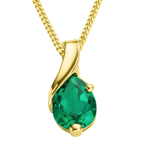 MIORE Collier Femmes en Or Blanc-Or Jaune 9 carat 375 Pendentif Pierre Précieuse Poire Aigue-Marine, Améthyste, Topaza, Saphir, Rubis, Emeraude Chaîne 45 cm avec Boîte à Bijoux