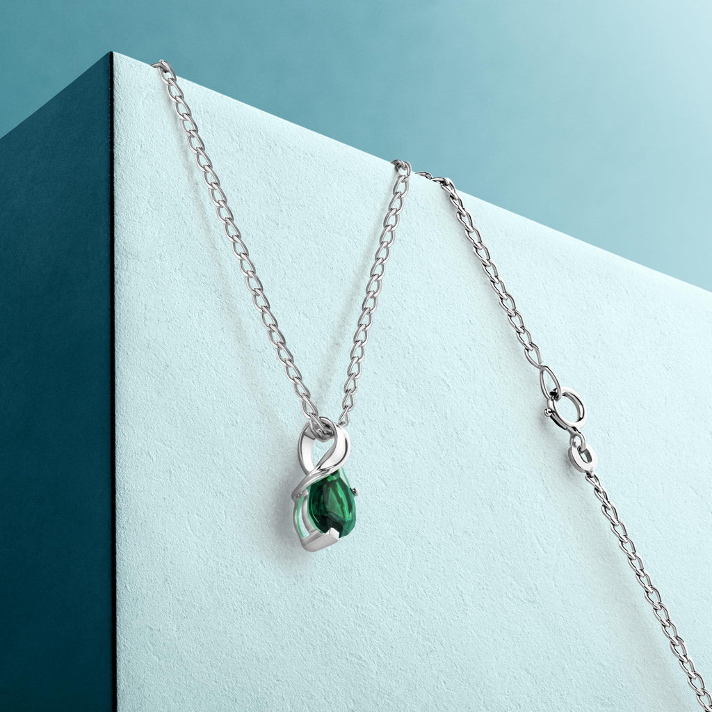 MIORE Collier Femmes en Or Blanc-Or Jaune 9 carat 375 Pendentif Pierre Précieuse Poire Aigue-Marine, Améthyste, Topaza, Saphir, Rubis, Emeraude Chaîne 45 cm avec Boîte à Bijoux